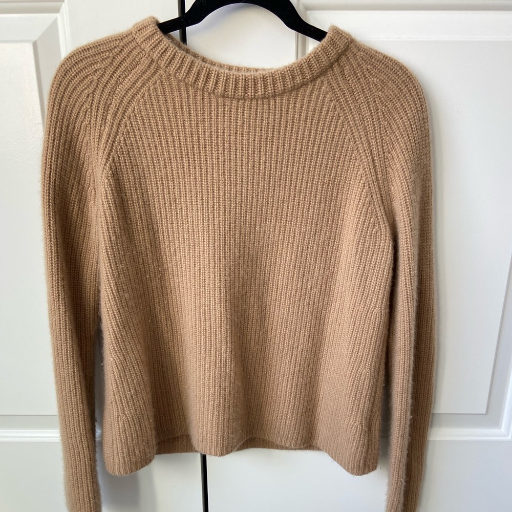 Jenni Kayne Crewneck Cashmere Sweater in camel color